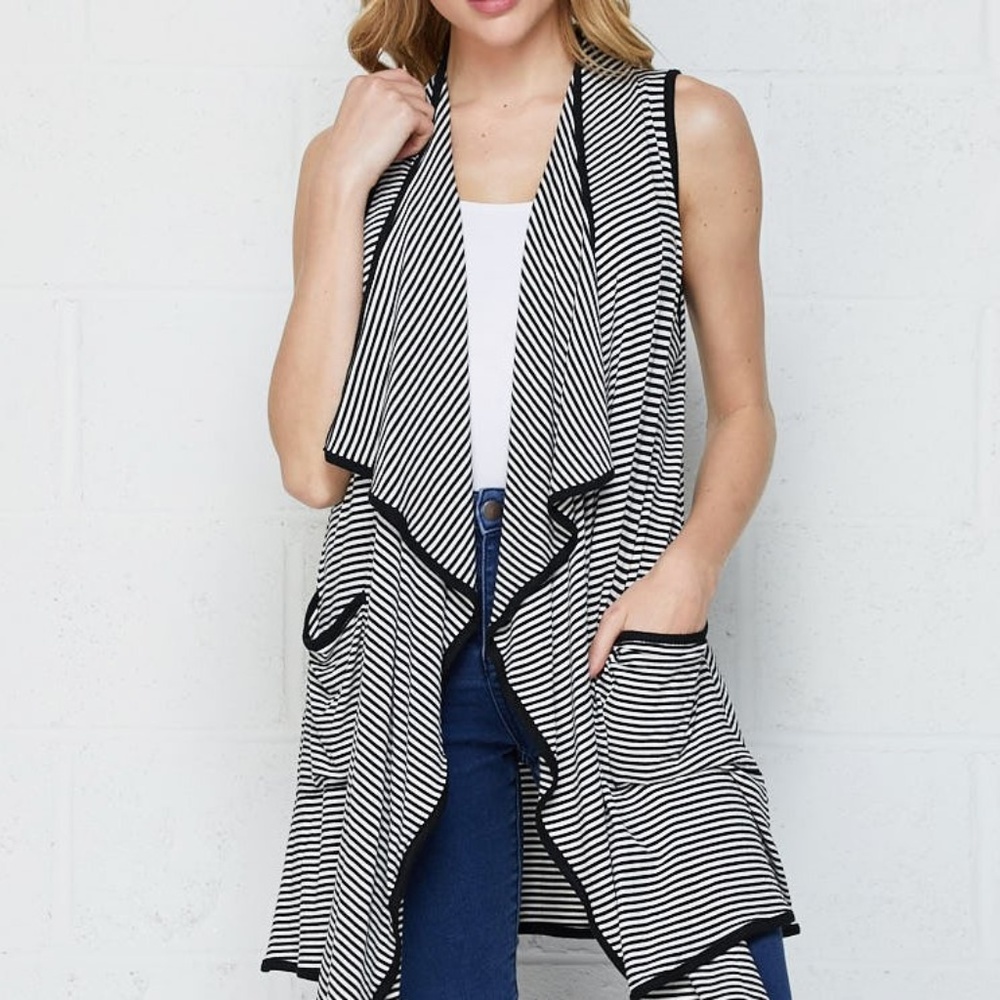 Striped, Pocketed Vest